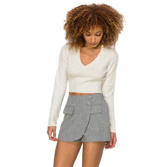 Cali1850 Two Button Design High Waisted Mini Skort Skirt Size M - Picture 10 of 10